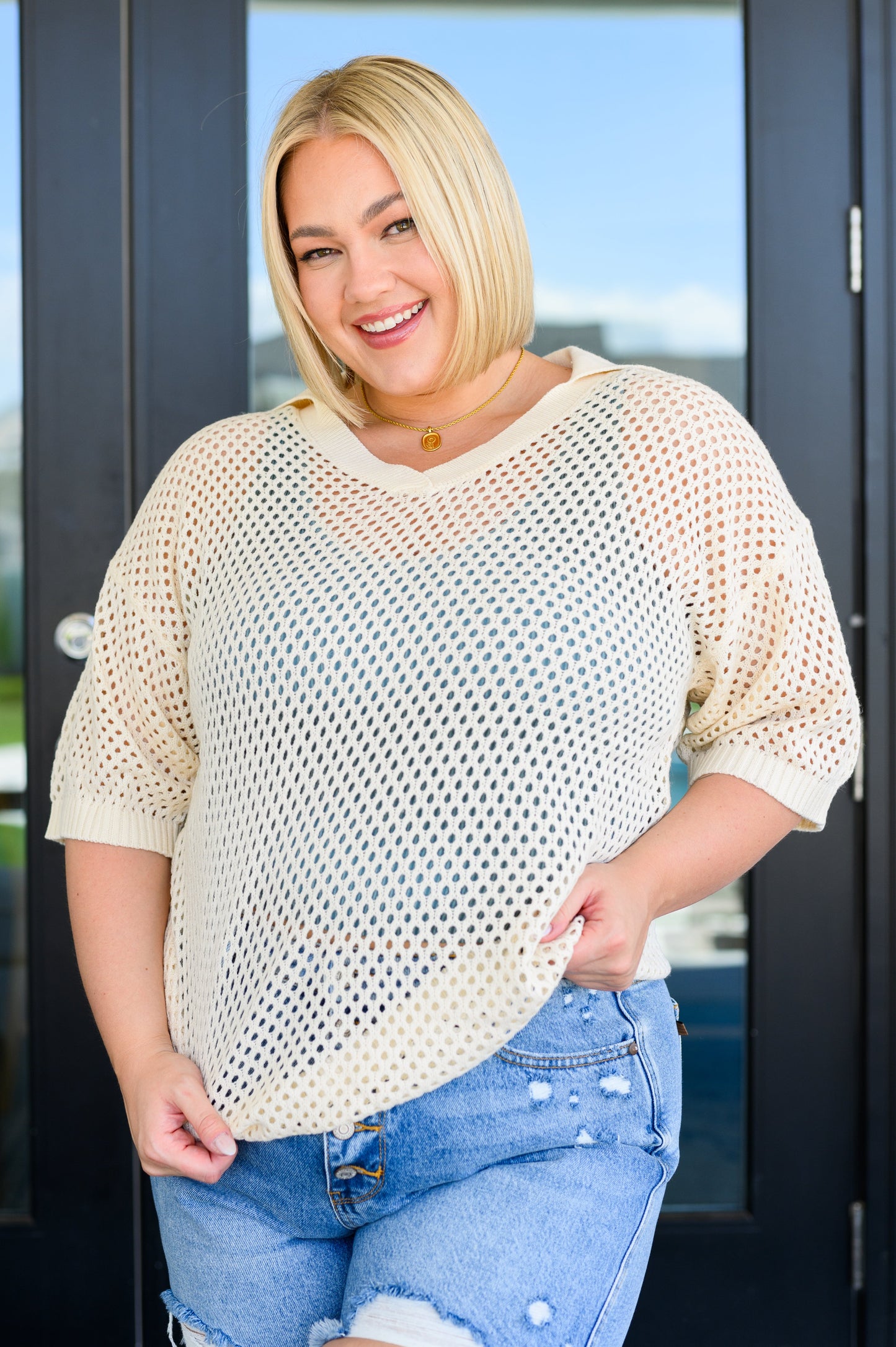 Under The Boardwalk Fishnet Collared Top